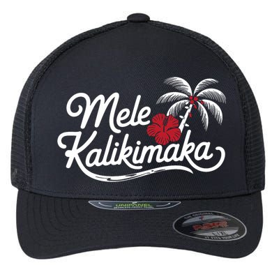 Mele Kalikimaka Tropical Christmas Hawaiian Xmas Design Flexfit Unipanel Trucker Cap