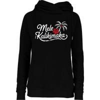 Mele Kalikimaka Tropical Christmas Hawaiian Xmas Design Womens Funnel Neck Pullover Hood