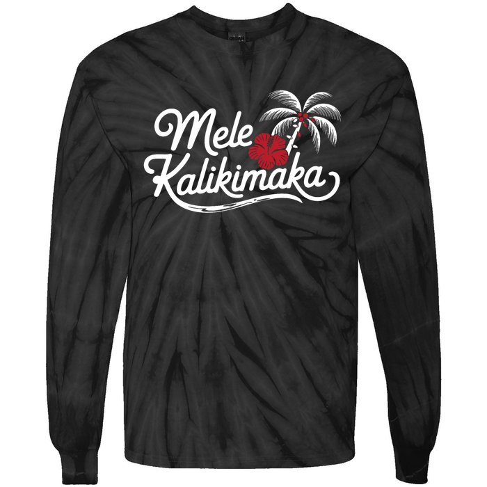 Mele Kalikimaka Tropical Christmas Hawaiian Xmas Design Tie-Dye Long Sleeve Shirt