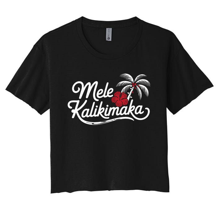 Mele Kalikimaka Tropical Christmas Hawaiian Xmas Design Women's Crop Top Tee