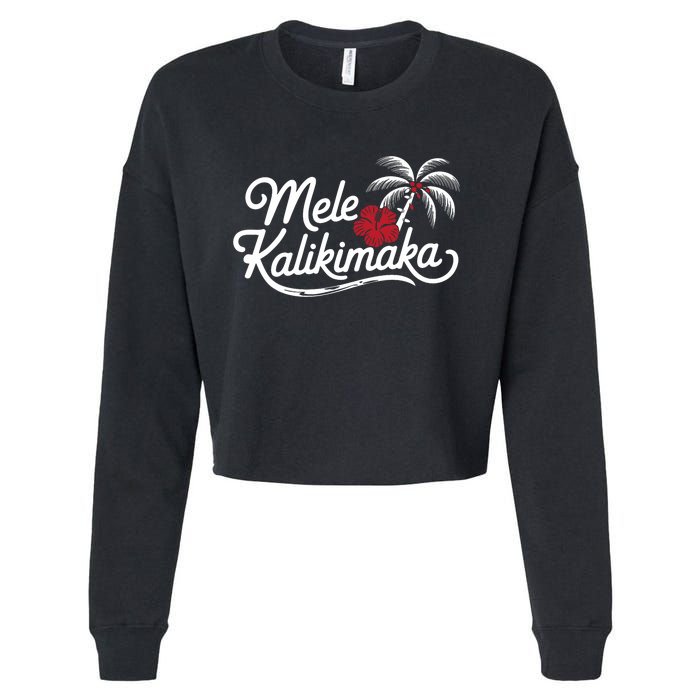 Mele Kalikimaka Tropical Christmas Hawaiian Xmas Design Cropped Pullover Crew