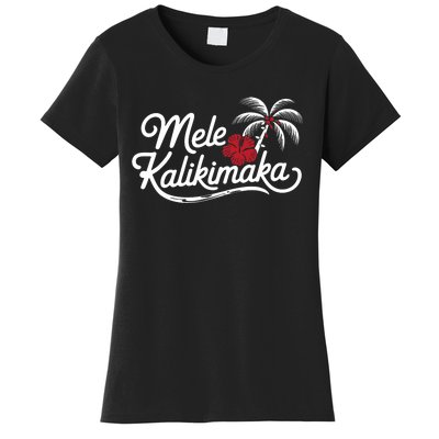 Mele Kalikimaka Tropical Christmas Hawaiian Xmas Design Women's T-Shirt