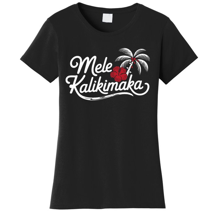 Mele Kalikimaka Tropical Christmas Hawaiian Xmas Design Women's T-Shirt