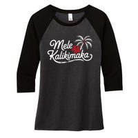 Mele Kalikimaka Tropical Christmas Hawaiian Xmas Design Women's Tri-Blend 3/4-Sleeve Raglan Shirt