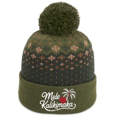 Mele Kalikimaka Tropical Christmas Hawaiian Xmas Design The Baniff Cuffed Pom Beanie