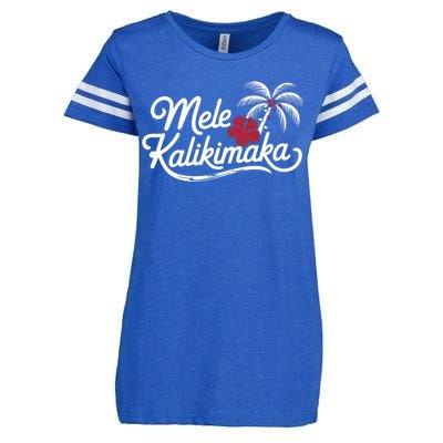 Mele Kalikimaka Tropical Christmas Hawaiian Xmas Design Enza Ladies Jersey Football T-Shirt