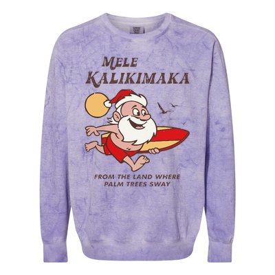 Mele Kalikimaka Tropical Christmas Hawaiian Santa Xmas Colorblast Crewneck Sweatshirt