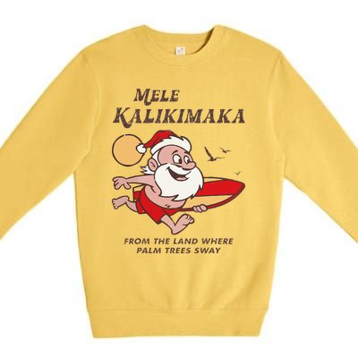 Mele Kalikimaka Tropical Christmas Hawaiian Santa Xmas Premium Crewneck Sweatshirt