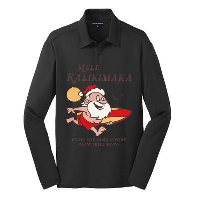 Mele Kalikimaka Tropical Christmas Hawaiian Santa Xmas Silk Touch Performance Long Sleeve Polo