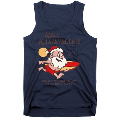 Mele Kalikimaka Tropical Christmas Hawaiian Santa Xmas Tank Top