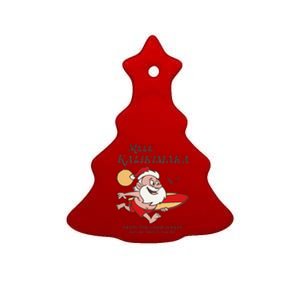 Mele Kalikimaka Tropical Christmas Hawaiian Santa Xmas Ceramic Tree Ornament