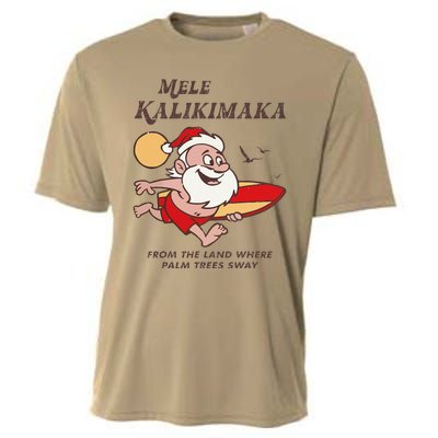 Mele Kalikimaka Tropical Christmas Hawaiian Santa Xmas Cooling Performance Crew T-Shirt