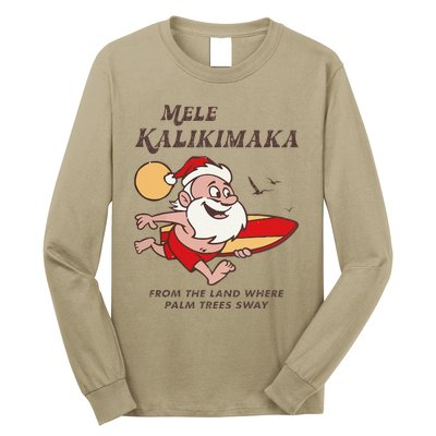 Mele Kalikimaka Tropical Christmas Hawaiian Santa Xmas Long Sleeve Shirt