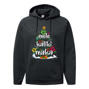 Mele Kalikimaka Tropical Christmas Hawaiian Santa Xmas Tree Performance Fleece Hoodie