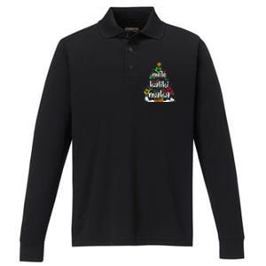 Mele Kalikimaka Tropical Christmas Hawaiian Santa Xmas Tree Performance Long Sleeve Polo