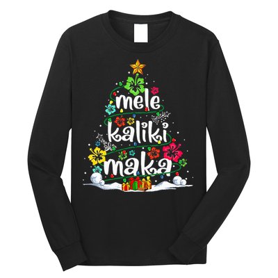 Mele Kalikimaka Tropical Christmas Hawaiian Santa Xmas Tree Long Sleeve Shirt