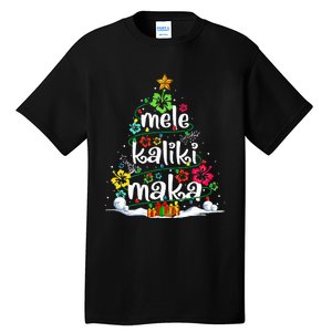 Mele Kalikimaka Tropical Christmas Hawaiian Santa Xmas Tree Tall T-Shirt