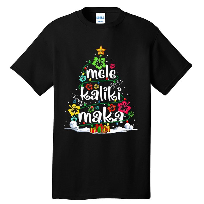 Mele Kalikimaka Tropical Christmas Hawaiian Santa Xmas Tree Tall T-Shirt