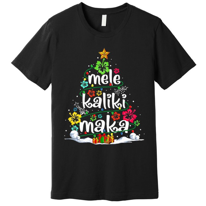 Mele Kalikimaka Tropical Christmas Hawaiian Santa Xmas Tree Premium T-Shirt