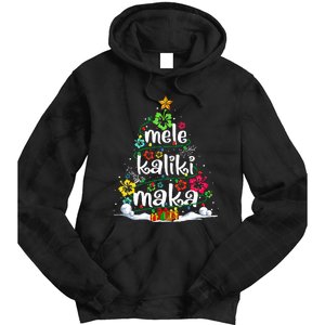 Mele Kalikimaka Tropical Christmas Hawaiian Santa Xmas Tree Tie Dye Hoodie