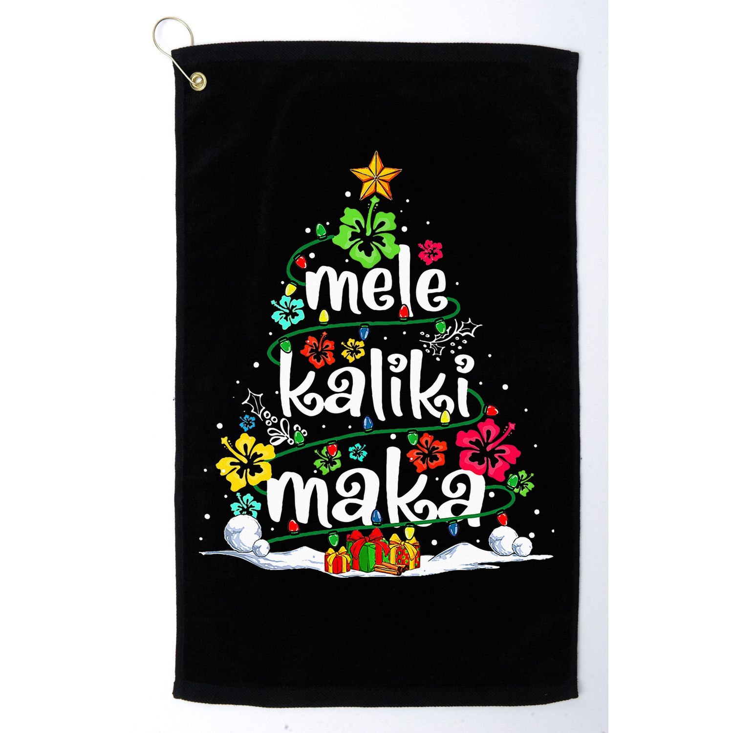 Mele Kalikimaka Tropical Christmas Hawaiian Santa Xmas Tree Golf Towel