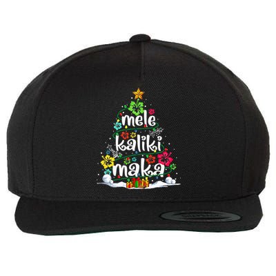 Mele Kalikimaka Tropical Christmas Hawaiian Santa Xmas Tree Wool Snapback Cap