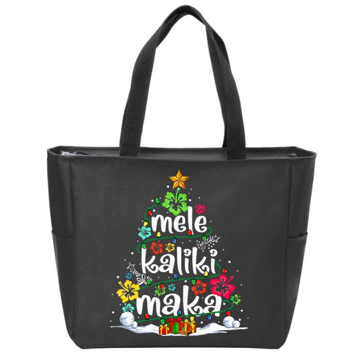 Mele Kalikimaka Tropical Christmas Hawaiian Santa Xmas Tree Zip Tote Bag