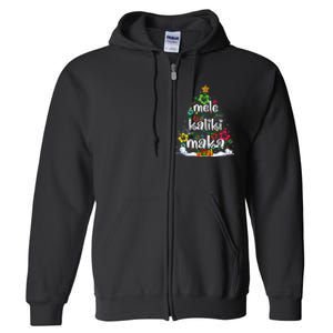 Mele Kalikimaka Tropical Christmas Hawaiian Santa Xmas Tree Full Zip Hoodie