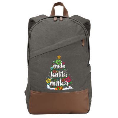 Mele Kalikimaka Tropical Christmas Hawaiian Santa Xmas Tree Cotton Canvas Backpack