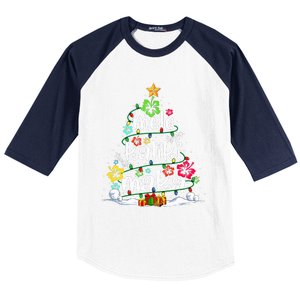 Mele Kalikimaka Tropical Christmas Hawaiian Santa Xmas Tree Baseball Sleeve Shirt