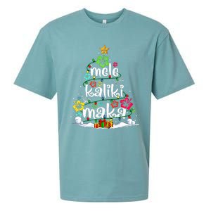 Mele Kalikimaka Tropical Christmas Hawaiian Santa Xmas Tree Sueded Cloud Jersey T-Shirt