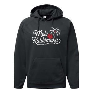 Mele Kalikimaka Tropical Christmas Hawaiian Xmas Performance Fleece Hoodie