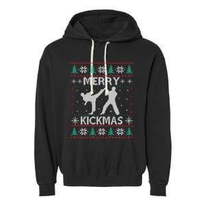 Merry Kickmas Taekwondo Christmas Ugly Sweater Xmas Funny Gift Garment-Dyed Fleece Hoodie