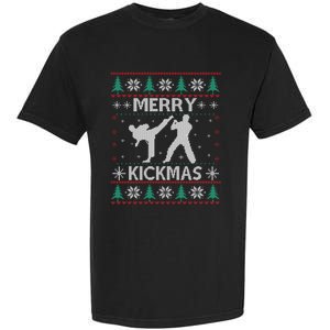 Merry Kickmas Taekwondo Christmas Ugly Sweater Xmas Funny Gift Garment-Dyed Heavyweight T-Shirt