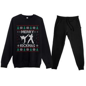 Merry Kickmas Taekwondo Christmas Ugly Sweater Xmas Funny Gift Premium Crewneck Sweatsuit Set