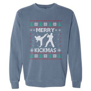 Merry Kickmas Taekwondo Christmas Ugly Sweater Xmas Funny Gift Garment-Dyed Sweatshirt