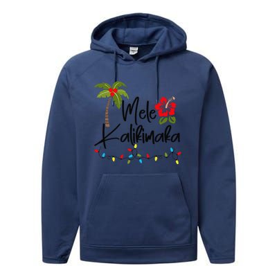 Mele Kalikimaka Tropical Christmas Hawaiian Xmas Performance Fleece Hoodie