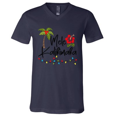 Mele Kalikimaka Tropical Christmas Hawaiian Xmas V-Neck T-Shirt