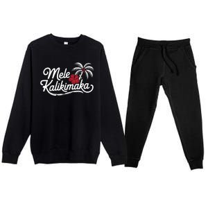 Mele Kalikimaka Tropical Christmas Hawaiian Xmas Premium Crewneck Sweatsuit Set