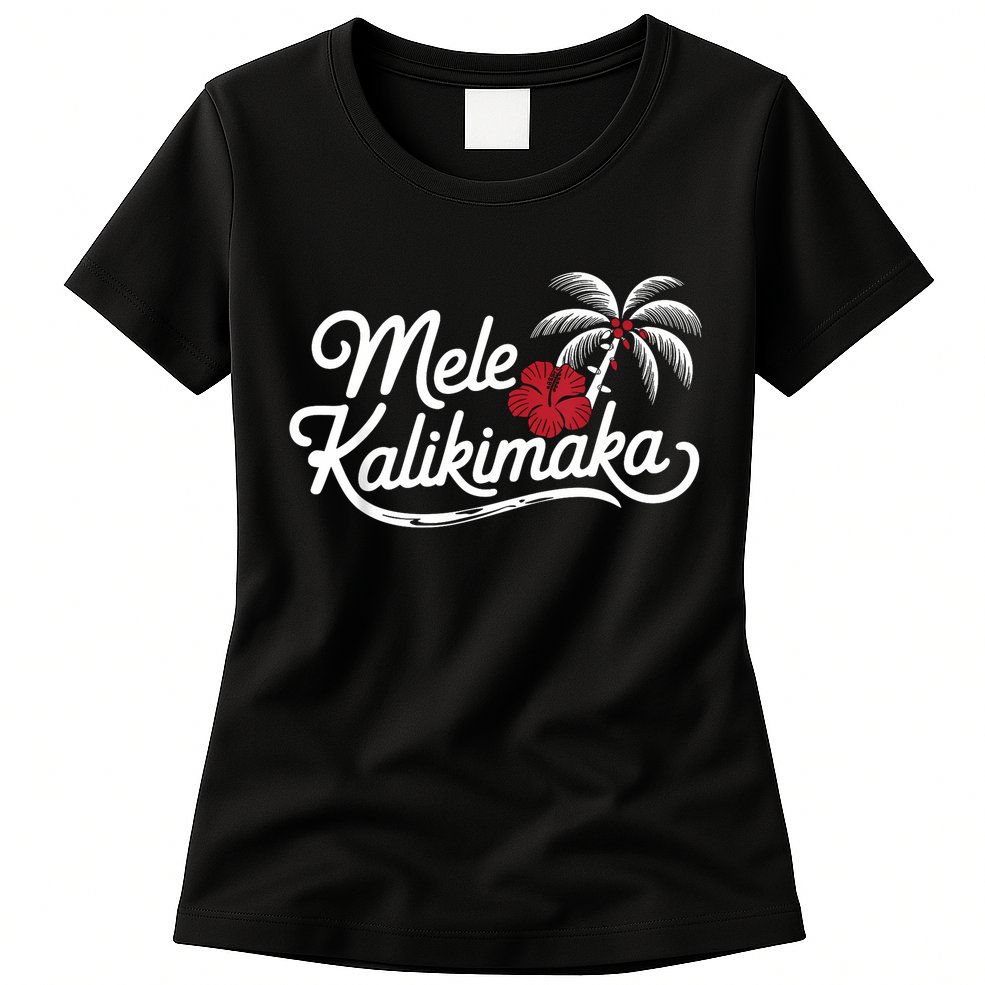 Mele Kalikimaka Tropical Christmas Hawaiian Xmas Womens T-Shirt