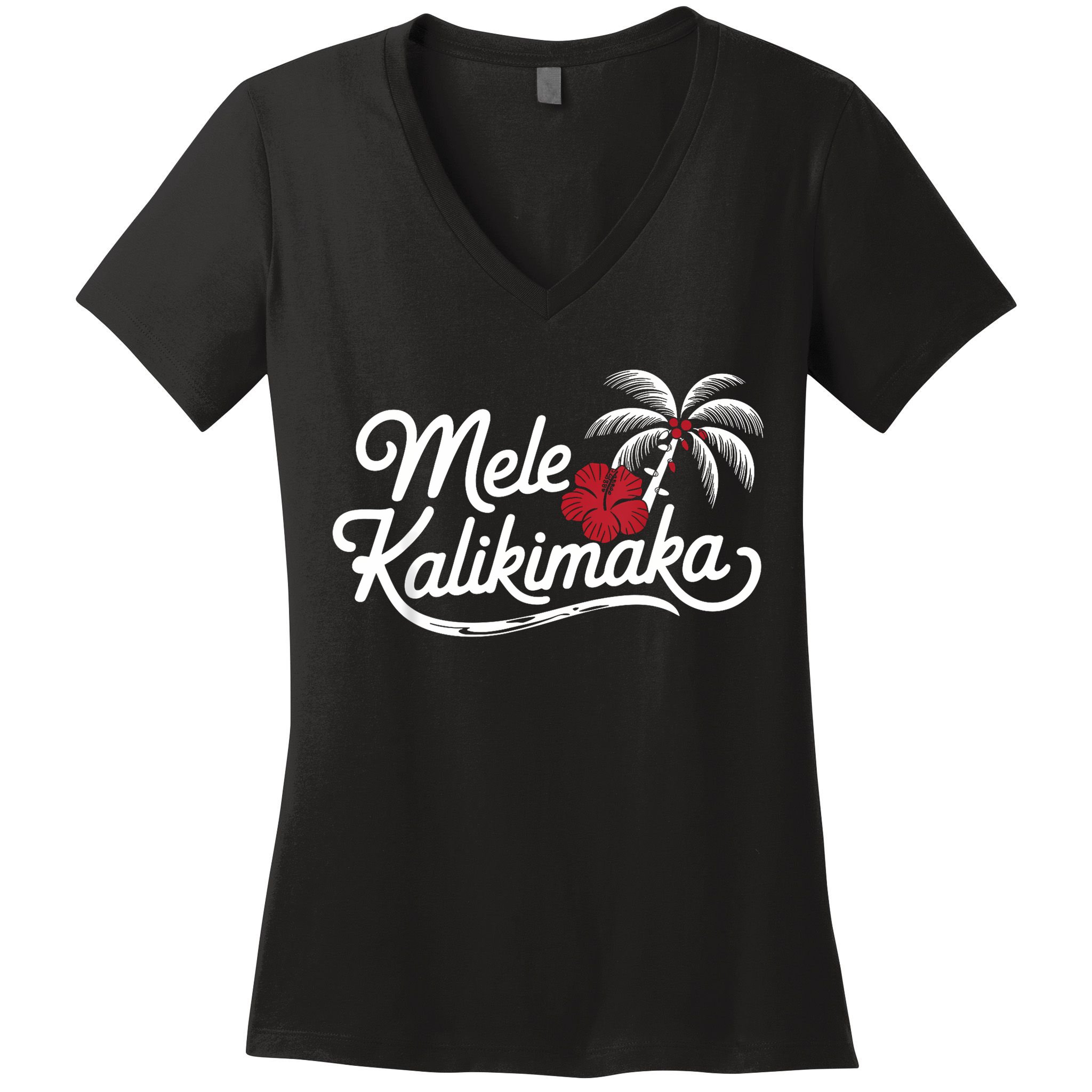 Mele Kalikimaka Tropical Christmas Hawaiian Xmas Women's V-Neck T-Shirt