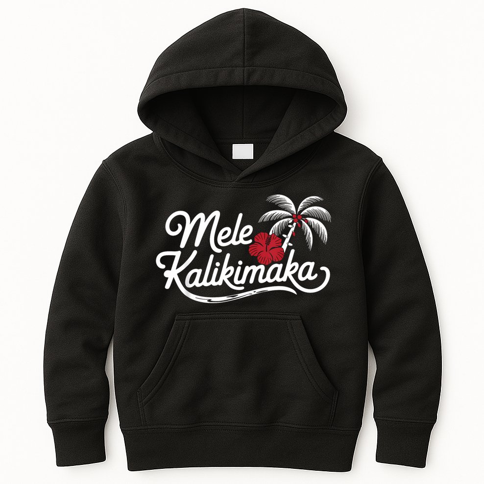 Mele Kalikimaka Tropical Christmas Hawaiian Xmas Kids Hoodie