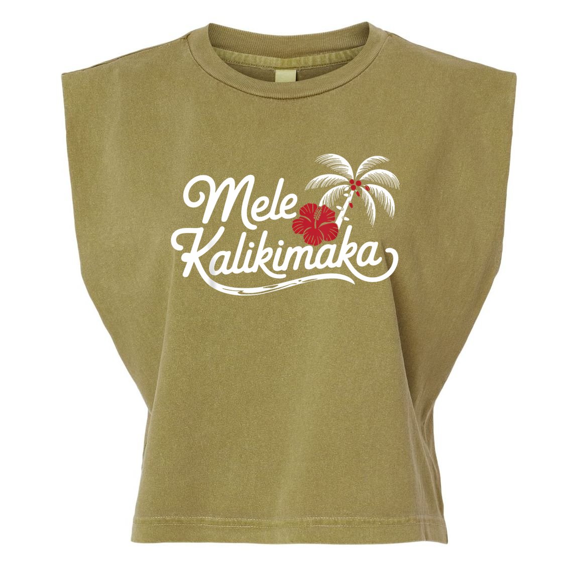 Mele Kalikimaka Tropical Christmas Hawaiian Xmas Garment-Dyed Women's Muscle Tee