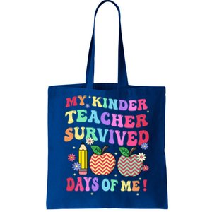 My Kindergarten Teacher Survived 100 Days Of Me Fun School Gift Tote Bag