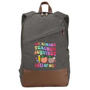 My Kindergarten Teacher Survived 100 Days Of Me Fun School Gift Cotton Canvas Backpack