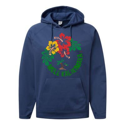 Mele Kalikimaka Tropical Christmas Hawaiian Xmas Performance Fleece Hoodie