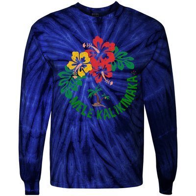 Mele Kalikimaka Tropical Christmas Hawaiian Xmas Tie-Dye Long Sleeve Shirt