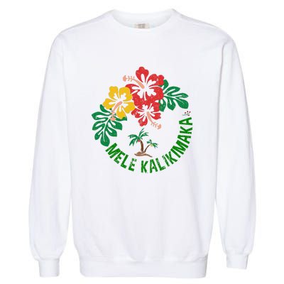 Mele Kalikimaka Tropical Christmas Hawaiian Xmas Garment-Dyed Sweatshirt