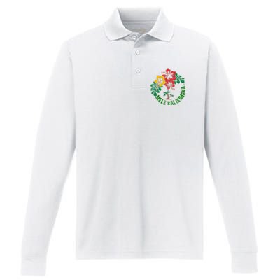 Mele Kalikimaka Tropical Christmas Hawaiian Xmas Performance Long Sleeve Polo