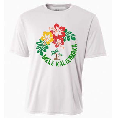 Mele Kalikimaka Tropical Christmas Hawaiian Xmas Cooling Performance Crew T-Shirt